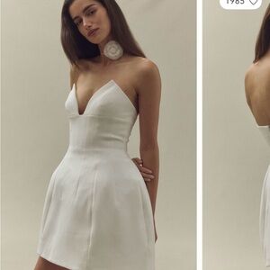 Bardot White Sleeveless Plunge Mini Dress